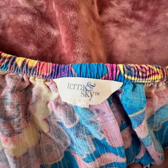 Terra & Sky Floral Blouse Women's Size 2X - Bright - Picture 8 of 8